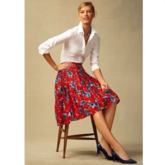 Talbots Floral Pleated A-line Skirt Sz. 14 - Picture 2 of 13